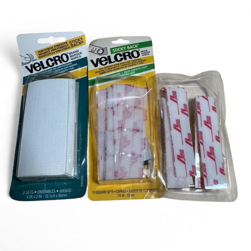 VTG Bundle 3 Packs Velcro Squares Hook and Loop Lot